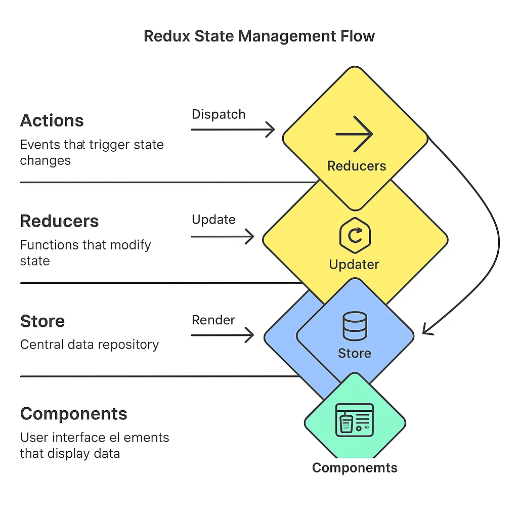 Redux in react state flow diagram